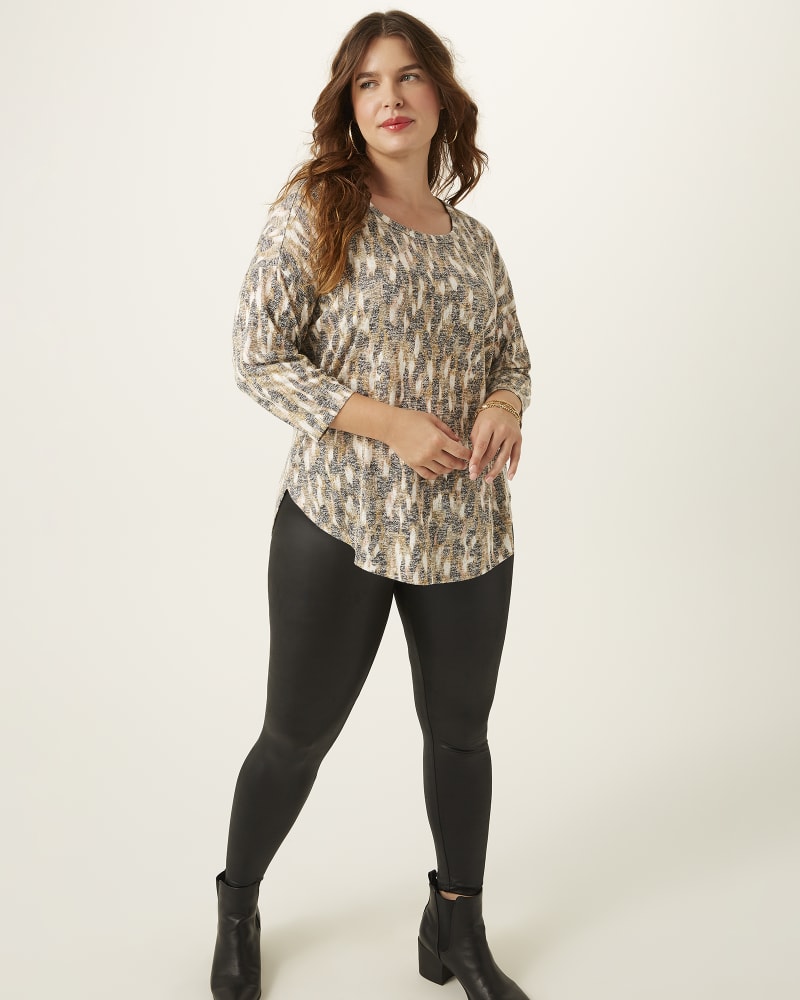 Plus size model with rectangle body shape wearing Anne Faux Leather Leggings by Marc NY | Dia&Co | dia_product_style_image_id:167160